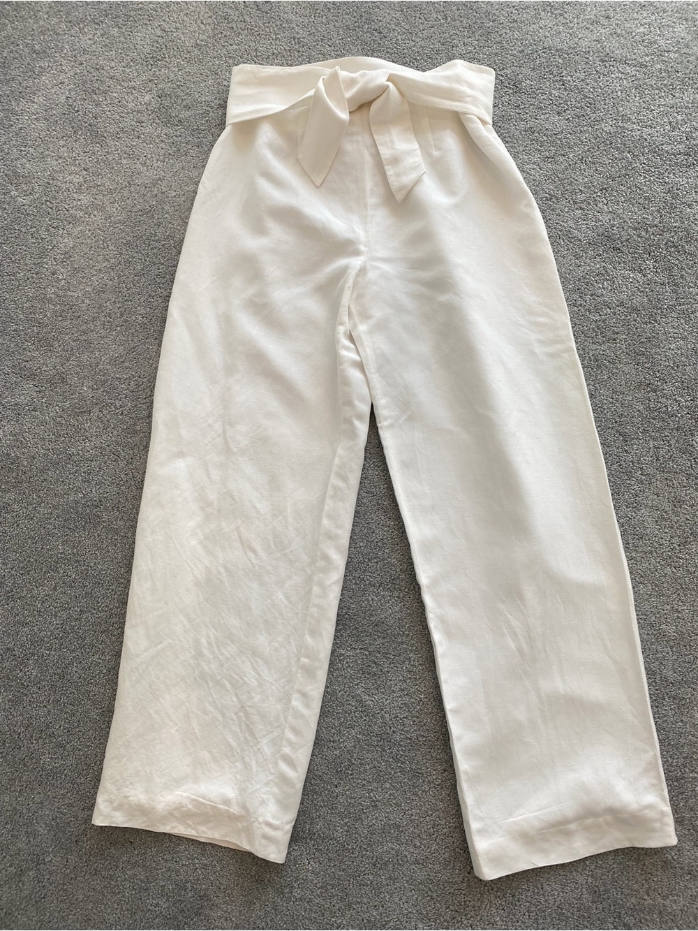 Beautiful Linen Blend White Pants w/ Attached
Tie Belt, Lined, Size 6 - Picture 1 of 7